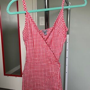 Red Gingham Wrap Around Dress